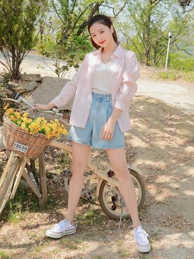 「HOTPING（ホッピン）のアイテム（トップス）」を使った、HOTPINGさん（レディース・163cm）の春コーディネート