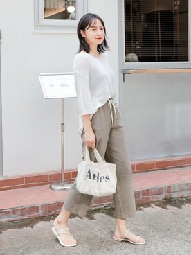 「HOTPING（ホッピン）のアイテム（パンツ）」を使った、HOTPINGさん（レディース・163cm）の夏コーディネート