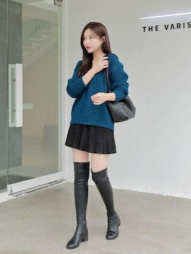 「HOTPING（ホッピン）のアイテム（ニット/セーター）」を使った、HOTPINGさん（レディース・163cm）の秋コーディネート