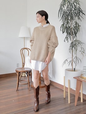 「HOTPING（ホッピン）のアイテム（ニット/セーター）」を使った、HOTPINGさん（レディース・163cm）の冬コーディネート