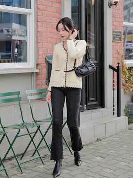 「HOTPING（ホッピン）のアイテム（カーディガン/ボレロ）」を使った、HOTPINGさん（レディース・163cm）の冬コーディネート