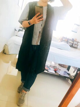 「休闲」｜「アイテム（ピーコート）」を使った、雅云-Bonnieさん（レディース・157cm）の秋コーディネート