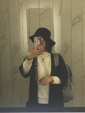 「NICE CLAUP（ナイスクラップ）のアイテム（ピーコート）」を使った、雅云-Bonnieさん（レディース・157cm）の冬コーディネート
