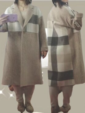 「休闲」｜「アイテム（ダッフルコート）」を使った、雅云-Bonnieさん（レディース・157cm）の冬コーディネート