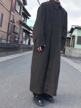 「MARTINE ROSE（マーティンローズ）のアイテム（トップス）」を使った、鳥岡さん（メンズ・169cm）の冬コーディネート