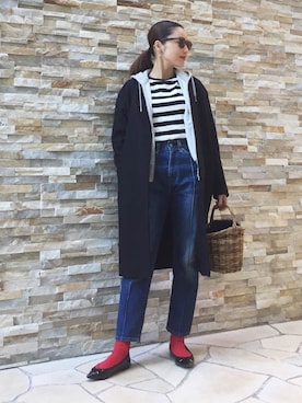 「アイテム（ステンカラーコート）」を使った、yuukiさん（レディース・157cm・30代）の冬コーディネート