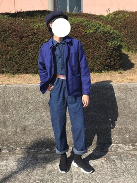 「no brand（ノーブランド）のアイテム（ジャケット/アウター、ブルー系）」を使った、ゆうさん（メンズ・183cm）の冬コーディネート