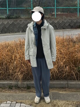 「no brand（ノーブランド）のアイテム（パンツ、ブルー系）」を使った、ゆうさん（メンズ・183cm）の春コーディネート