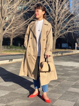 「united arrows」｜「アイテム（トレンチコート）」を使った、yamaguchi  moeさん（レディース・157cm）の冬コーディネート
