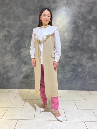 極美品✨ユナイテッドアローズ　R/PU Vノーカラー ロング ベスト UNITED ARROWS（ユナイテッドアローズ）の「＜UNITED ARROWS＞R