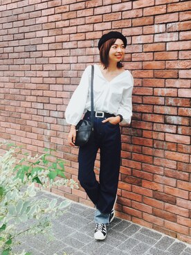 「701」｜「アイテム（帽子）」を使った、sayaさん（レディース・162cm）の秋コーディネート