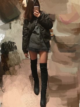 「Gジャン」｜「アイテム（スタジャン）」を使った、Dahyoさん（レディース・152cm）の春コーディネート