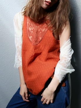 「Abercrombie&Fitch（アバークロンビーアンドフィッチ）のアイテム（タンクトップ）」を使った、Dahyoさん（レディース・152cm）の春コーディネート