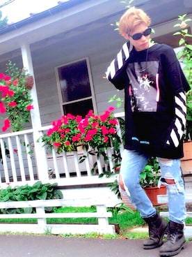 「OFF-WHITE」｜「アイテム（ブーツ）」を使った、みやさん（メンズ・176cm）の秋コーディネート