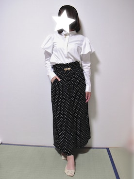 「肩フリル」｜「アイテム（アクセサリー）」を使った、mariさん（レディース・153cm）の春コーディネート