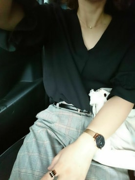 「Daniel Wellington（ダニエルウェリントン）の販売終了クラシックペティット アッシュフィールド32mm（アナログ腕時計）」を使った、Lisa*さん（レディース・163cm）の夏コーディネート