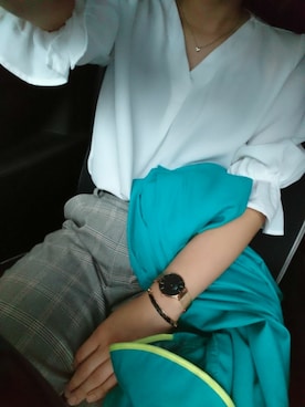 「Daniel Wellington（ダニエルウェリントン）の販売終了クラシックペティット アッシュフィールド32mm（アナログ腕時計）」を使った、Lisa*さん（レディース・163cm）の夏コーディネート