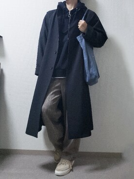 「KUUUPY」｜「アイテム（ステンカラーコート）」を使った、yuuuさん（メンズ・168cm）の秋コーディネート