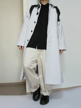 「adrer」｜「アイテム（ステンカラーコート）」を使った、yuuuさん（メンズ・168cm）の冬コーディネート