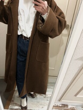 「JUNOAH（ジュノア）のアイテム（チェスターコート）」を使った、maruさん（レディース・155cm）の冬コーディネート