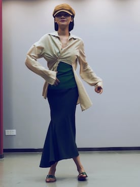 「日系极简」｜「アイテム（スカート）」を使った、lsoislさん（レディース・168cm）の夏コーディネート