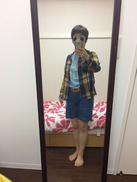 「OLD BETTY'S（オールドベティーズ）のアイテム（ベルト、ブラウン系）」を使った、まりもさん（レディース・155cm）の夏コーディネート