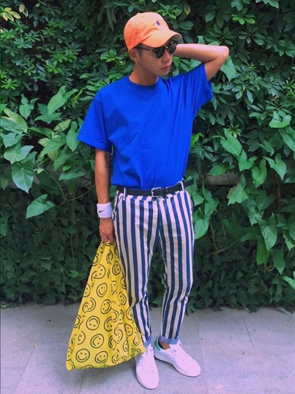 「POLO RALPH LAURENのアイテム（キャップ、オレンジ系）」を使った、GELさん（メンズ・170cm）の春コーディネートの1枚目の写真
