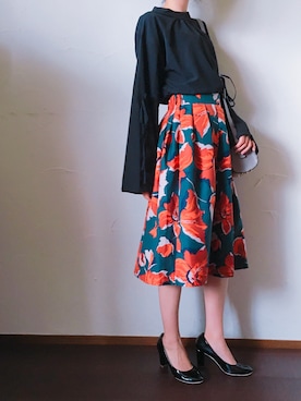 「黒ヒール」｜kanaeさん（レディース・160cm）の秋コーディネート