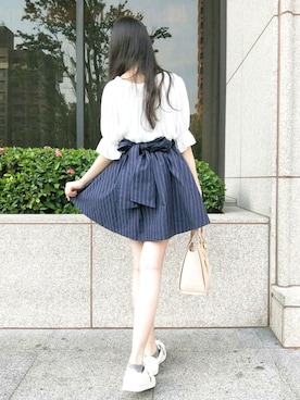 「SNIDEL（スナイデル）のアイテム（ワンピース/ドレス、ブルー系）」を使った、さくら🌸小櫻さん（レディース・166cm）の春コーディネート