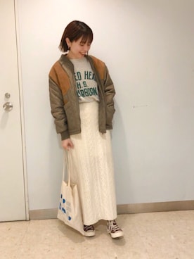 「Acne Studios（アクネストゥディオズ）のアイテム（ミリタリージャケット）」を使った、しゅがーろーるさん（レディース・163cm）の冬コーディネート