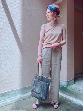 「madras（マドラス）のアイテム（バッグ）」を使った、しゅがーろーるさん（レディース・163cm）の夏コーディネート