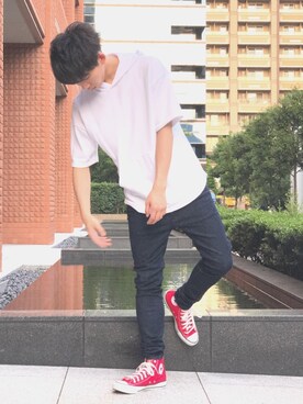 「SHARED EMODA（シェアードエモダ）のアイテム」を使った、UNOさん（メンズ・172cm）の夏コーディネート