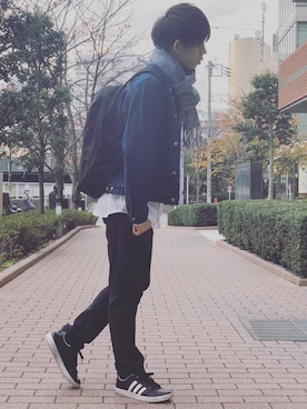 「SEVENDAYS=SUNDAY（セブンデイズサンデイ）のアイテム（デニムジャケット）」を使った、UNOさん（メンズ・172cm）の冬コーディネート