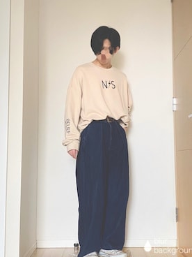 「neos（ネオス）のアイテム（スウェット）」を使った、UNOさん（メンズ・172cm）の春コーディネート