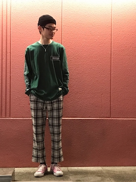 「CLUCT（クラクト）のアイテム（ニットキャップ/ビーニー）」を使った、さぴえもんさん（メンズ・170cm）の春コーディネート