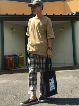 「CLUCT（クラクト）のアイテム（キャップ）」を使った、さぴえもんさん（メンズ・170cm）の夏コーディネート