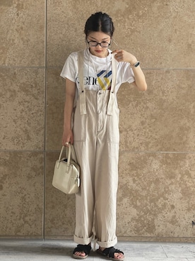 「休闲」｜「アイテム（サロペット/オーバーオール）」を使った、chengangyinghahahaさん（レディース・157cm）の夏コーディネート