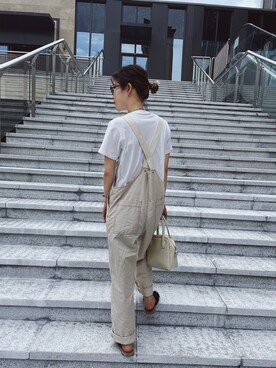 「日系极简」｜「アイテム（サロペット/オーバーオール）」を使った、chengangyinghahahaさん（レディース・157cm）の夏コーディネート