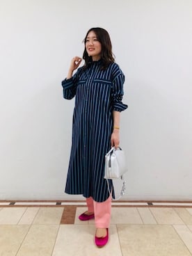 「TICCA（ティッカ）のアイテム（シャツワンピース）」を使った、HONOMIさん（レディース・159cm）の冬コーディネート