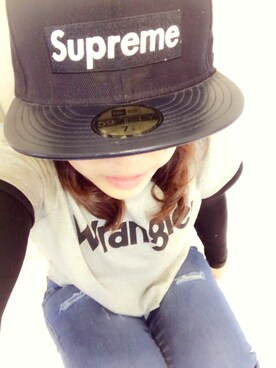 「デブでもオシャレしたい」｜「アイテム（キャップ）」を使った、erika♡さん（レディース・150cm）の春コーディネート