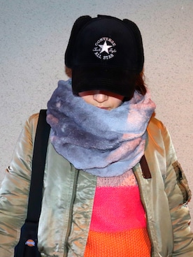 「アイラブCONVERSE」｜「アイテム（MA-1）」を使った、lunafuumさん（レディース・161cm）の秋コーディネート