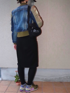 「アイラブCONVERSE」｜「アイテム（MA-1）」を使った、lunafuumさん（レディース・161cm）の秋コーディネート