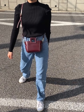 「パワショルニット」｜まこさん（レディース・158cm）の冬コーディネート