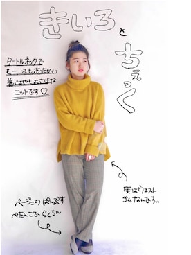 「マスタードイエロー」｜たまちゃんさん（レディース・160cm）の冬コーディネート