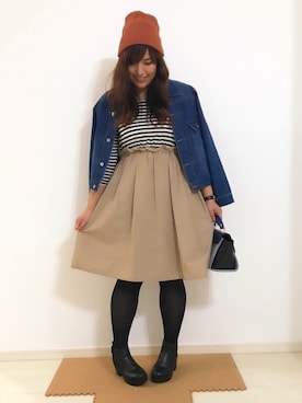 「DRESKIP（ドレスキップ）のアイテム（デニムジャケット）」を使った、mayoponさん（レディース・168cm）の秋コーディネート