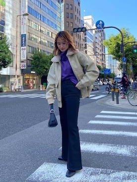 「足長効果」｜「アイテム（ブルゾン）」を使った、SLY officialさん（レディース・159cm）の冬コーディネート