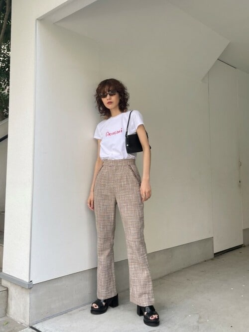 【超特価sale開催】  SLY（スライ）の「LINEN TWEED FLARE PT リネン ツイード フレア パンツ