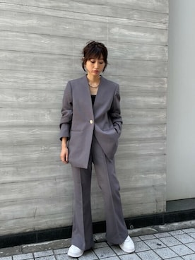 「THROW by SLY（スローバイスライ）のアイテム（ノーカラージャケット）」を使った、SLY officialさん（レディース・160cm）の秋コーディネート
