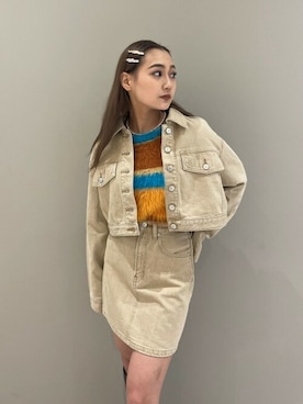 「秋トレンド2021」｜「アイテム（デニムジャケット）」を使った、SLY officialさん（レディース・153cm）の秋コーディネート