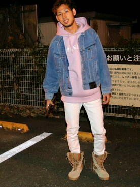 「APPLEBUM」｜「アイテム（デニムジャケット）」を使った、なかしゅんさん（メンズ・175cm）の春コーディネート